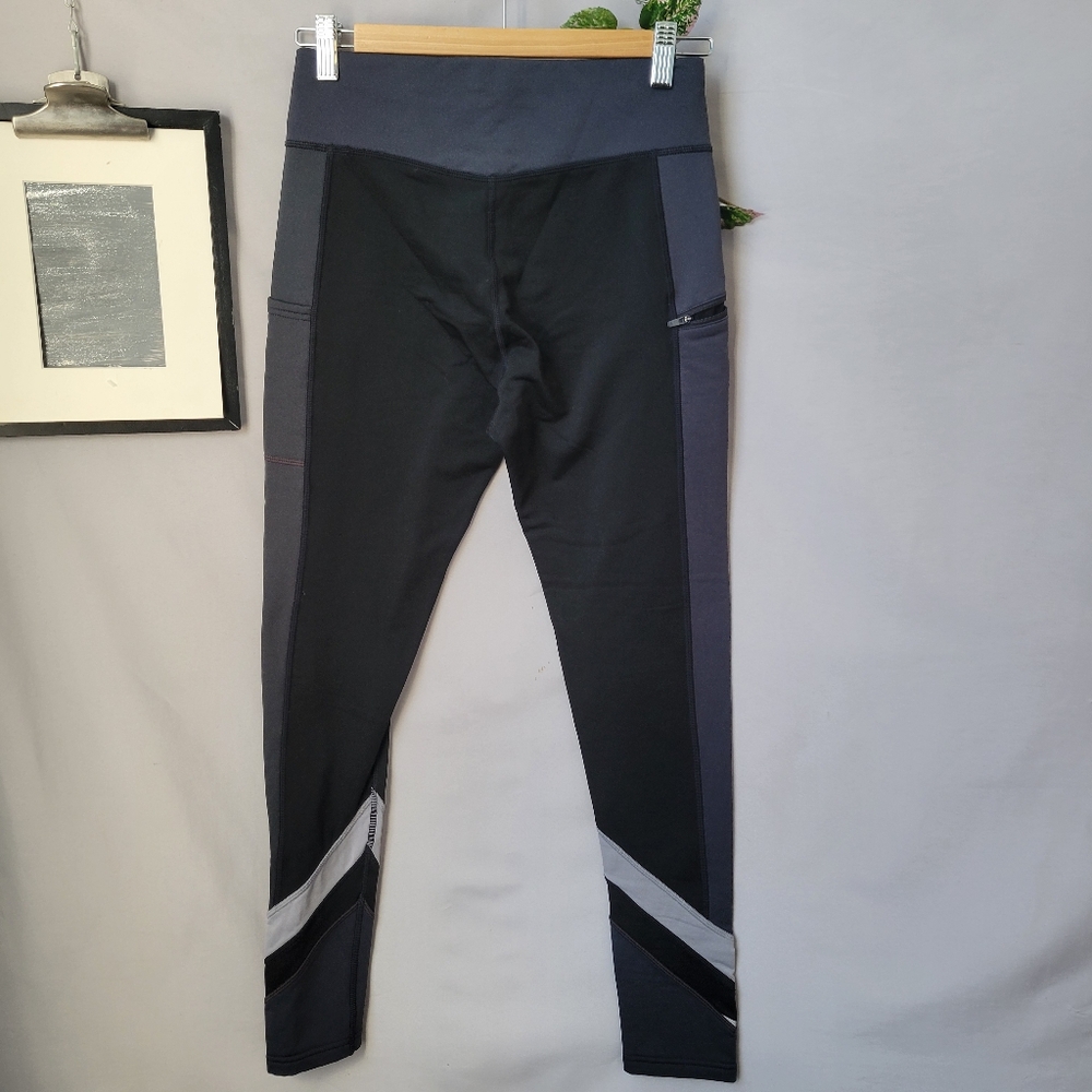 Smartwool Merino Sport Fleece Colorblock Tight Leggings Gray Black M